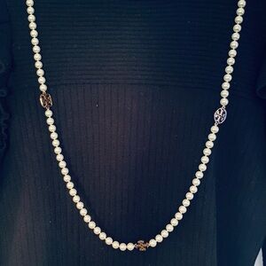 Tory Burch Evie Pearl Necklace with Gold Accents